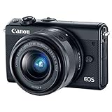 Canon EOS M100 SLR Digitalkamera - mit Objektiv (24,2 MP, Dual Pixel CMOS AF, DIGIC 7, Full-HD, Touchscreen, WIFI, Bluetooth, 7,5 cm, klappbares Display) Kamera, schwarz