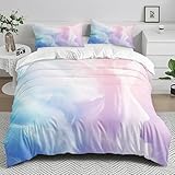 Sommerbettwäsche Blau, Lila, Pink Soft Bettwäsche- Polyester Mikrofaser Mit Reißverschluss, 2 Kissenbezüge 50X95 cm, Breathable Deckenbezug (150X200Cm)