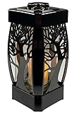 FÜNDIG Grablicht Laterne FISO Baum - Friedhofslaterne - Grablicht-Gestaltung - Gedenkbeleuchtung - Schwarz - Metall - Pulverbeschichtet - Bodenmontage - Beerdigungen und Gedenkveranstaltungen