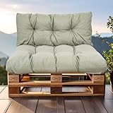 SLIPIO Palettenkissen, Kissen für Europaletten, FÜLLPRO+ Füllung, Wetterfest Palettenpolster (2-teiliges Set - 1x Rückenkissen 120x40cm + 1x Sitzkissen 120x80cm - Olivgrün)