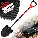 STREND PRO Spaten | Premium RedShark Gärtnerspaten | Spitz | Spitzspaten mit Fiberglasstiel | D Spatenstiel | Spaten für Garten mit Stabiler Stahlkopf |für Harte, steinige Böden| Wurzelspaten