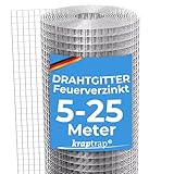 KrapTrap Volierendraht Drahtgitter I 19x19mm I 1m x 5m x 1,45mm I verzinkt I Drahtgitter als Vogeldraht, Hasengitter, Kaninchengitter oder Hühnerdraht