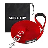 SuplutuX Schleppleine 10m für Hunde mit Aufbewahrungsbeutel, Robuste Hundeleine für Große Hunde und Kleine Hunde, Trainingsleine mit D-Karabiner und Griffpolster (Rot)