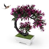 txuzong Bonsai Künstlich Kunststoff, Bonsaibaum Echt, Kleine Plastikpflanzen, Künstlicher Baum Natürliche Müdigkeit Lindern, Pflanzen Dekoration für Balkon, Garten, Büro Ornamente
