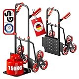 ATHLON TOOLS Treppensteiger-Sackkarre klappbar 150kg TÜV geprüft – Stahlrahmen mit TPR-Rädern, große Räder leichtgängig & stoßarm, platzsparend zusammenklappbar, Modell 2025