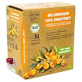 Bio Sanddorn Direktsaft, 3 Liter - aus deutschem Anbau - aus 100% Sanddornbeeren - ohne Zuckerzusatz, ohne Süßstoffe (lt. Gesetz), enthält von Natur aus Zucker