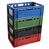 BirnePower Fleischerkiste Fleischkiste Eurofleischerkiste E2 Stapelkiste Kiste Eurobox Lagerkiste Metzgerkiste Box 60x40x20 cm (Blau, 5)