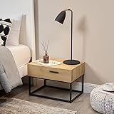 [en.casa] Nachttisch Lavangen Nachtschrank mit Einer Schublade Beistelltisch 39 x 55 x 40 cm in Eicheoptik für Schlafzimmer Wohnzimmer