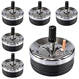 6 Stück Drehaschenbecher Aschenbecher Für Draussen, Windaschenbecher mit Deckel, Moderner Drehaschenbecher, Drehen Aschenbecher Tischaschenbecher für Home Office Balkon Partys Bar 9 x 9,5 cm (Schwarz)