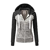 Newbestyle Jacke Damen Sweatjacke Hoodie Sweatshirtjacke Pullover Oberteile Kapuzenpullover (Dunkelgrau, Medium)