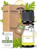rooted.® BIO Citronellaöl 10ml [100% NATURREIN] - Cymbopogon winterianus - Ätherisches Öl für Aromatherapie, Duftlampe, Diffusoren, Raumduft, Duftkerzen und -Seifen (10ml)