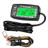 Runleader Digitaler Drehzahlmesser,Motortemperaturanzeige,Alarm RPM und Temp,Hintergrundbeleuchtung für Rasentraktor Kompressor Generator Schneemobil Marine Jet Ski Pit Bike