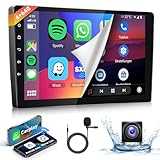 【4+64G】 9.3 Zoll Autoradio 2 DIN Wireless Carplay Android Auto Mirror Link Touchscreen, Android 13 Radio FM/RDS mit Bluetooth/WiFi/26 UI/Lenkradsteuerung/GPS EQ MIC mit AHD Rückfahrkamera