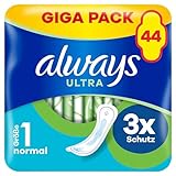 Always Ultra Binden Damen Gr. 1, Normal (44 Damenbinden) Giga Pack, dünn und super saugfähig, geruchsneutralisierend und Auslaufschutz