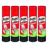 Pritt Klebestift, sicherer, kinderfreundlicher Kleber für Kunst und Bastelarbeiten, starker Klebstoff für Schule & Bürobedarf, 5x 11 g Pritt Stift