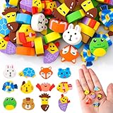 Smivyhp 60 Stück Radiergummi Tiere Set,Lustige Cartoon Radiergummi Kinder für Kindergarten Grundschule Party Favors