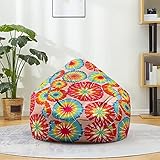 Fasbuy 3D Mehrfarbig Sitzsack Bezug, Sitzsack Ohne Füllung für Kinder Erwachsene, Comfort Waschbar, Bean Bag für Indoor Outdoor Stofftier Spielzeug Aufbewahrung (Rot Blau,130x150cm)