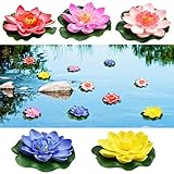 PERFETSELL Schwimmende Blumen Künstliche Seerosen Eva Lotus Wasserlilie Pflanzen 10cm Teichrose Eva-Schaum Seerose Lotusblüte für Aquarium Terrasse Garten Pool Garten Teich (Blumen)