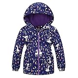 SXSHUN Kinder Mädchen Softshell Jacke mit Fleecefütterung Übergangsjacke Druck Wanderjacke Outdoorjacke Warm Winddicht Atmungsaktiv Frühling Herbst, Königsblau, 116(Etikettengröße:120)