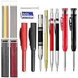 flintronic Tieflochmarker Bleistift Set, 14er-Set Zimmermannsbleistifte mit 40 Minen, Bleistift Baustelle, Zimmermannsbleistift mit Etui, Robuster Konstruktionsbleistift für Architekten