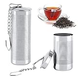 2 Stück Teesieb für Losen Tee, RISVOWO 304 Edelstahl Teefilter, Tea Infuser mit Kette, Tea Strainer, Teezubehör für losen Tee und Mulling Gewürze
