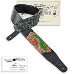 Walker & Williams cvg-161 schwarz Leder Gepolsterter Gitarrengurt mit-Grün Koi