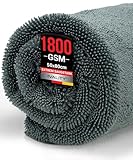 Ivality® Auto Trockentuch XXL 80x50 cm – 1800 GSM Ultra Saugstarke Mikrofasertücher für Autopflege und Motorrad, Fusselfreies, Lack-schonendes Twisted Towel Microfasertücher - Grau