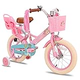 JOYSTAR Little Daisy 16 Zoll Kinderfahrrad für 4-7 Jahre Mädchen Kleinkinderfahrrad mit Stützrädern Prinzessin Kinderfahrrad mit Korb Fahrradschlangen Kleinkindfahrrad Fahrräder Rosa…