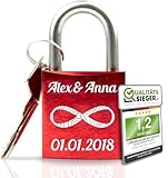 Geschenkfreude Liebesschloss mit Gravur und Schlüssel - Dein einzigartiges Liebes Schloss mit Gravur - Geschenke für Paare - Jahrestag Geschenk für Sie - Partner Geschenke für Ihn