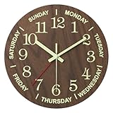 AYKHDS Wanduhr aus Holz, leuchtet im Dunkeln, 30,5 cm, leise, nicht tickende, batteriebetriebene Uhr, energieabsorbierende leuchtende Ziffern und Zeiger, beleuchtete Wanduhr, Dekoration für Küche,