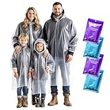 ZENO Regenponcho Festival Wasserdicht - Regenponcho Familien Set - Regencape Festival Einweg - Damen, Kinder & Mann - Transparent mit Kapuze - Reise, Wandern, Camping