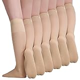 Yilanmy 6 Paar Damen Kniestrümpfe Seidenfein 30 DEN Transparente Fein-Kniestrümpfe mit Massage Sohle Weicher Komfortbund Nylonstrümpfe (6 Paar Hautfarben)