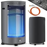 KESSER® Gasheizer Keramik 4200 Watt Gas Heizstrahler inkl. Gasdruckregler Gasschlauch - Gasheizofen inkl. Schutzhülle Gasheizgerät, Infrarot Keramikbrenner, Butan- oder Propangasflaschen Grau