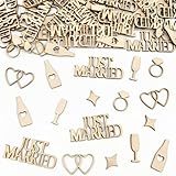 Tischdeko Hochzeit, 80 Stück Konfetti Streudeko Hochzeit Holz, Just Married Konfetti, Just Married Deko, Hochzeitsdeko Tisch