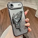 Changjia Schutzhülle für iPhone Air mit Glitzer, 3D-Schmetterling, niedlich, luxuriös, glitzernd, Strasssteine, flüssig, mit Kameralinsenschutz, weiches TPU, für Damen und Mädchen, 16,8 cm (6,6 Zoll