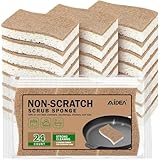 AIDEA Kratzfester Scheuerschwamm, 24 Stück, natürliche Schwämme für antihaftbeschichtetes Kochgeschirr, Küchenschwämme, Zellulose-Schwämme für Geschirr, Reinigungsschwamm für Küche, Bad, Haushalt