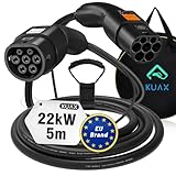 KUAX Typ 2 Ladekabel 22KW 3 Phasen Ladekabel mit 32A, 5M, 22KW, IP54, IEC-62196-2 geeignet für Model S/3/X/Y | e-Golf/e-UP/ID.3 | i3/i8 (Schwarz)