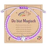 Einhorn Kinderarmband mit Verstellbarem Geflochtenem Seil, süßes Armbänder mit einer sinnvollen Grußkarte für kinder mädchen, Freundschaftsarmbänder und Einhorn armband geschenke für mädchen