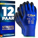 S&R Arbeitshandschuhe für Arbeitsschutz und Arbeitsschutzausrüstung – flexibel beschichtet mit Polyurethan, ideal für Montage, Bau, Handwerk, Heimwerker, Garten, Wartung und Transport