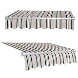 Austausch des Markisenstoffs für Die Terrasse 100% Polyester überdachung wasserdichte Markisenabdeckung Ersatzleinwand für Hof Deck Balkon, Ohne Rahmen(Size:4x1.5m,Color:Streifen)