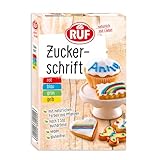 RUF Zucker-Schrift, 4 natürliche Farben aus Pflanzenextrakt, Dekor-Schrift für Plätzchen, Fondant, Glasur und Zuckerguss, Tortendeko glutenfrei & vegan, 4 x 25g