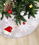 TIDEVAN Große Weihnachtsbaum Röcke,122cm Weihnachtsbaum Decke Rund Plüsch Weihnachtsbaumdecke Dicker Gestrickter Doppelseitiger Christbaumdecke Zuhause Weihnachtsfeier Weihnachtsbaum Deko(Grau,48zoll)