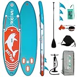 FunWater Aufblasbares Stand Up Paddle Board Surfbrett SUP Komplettes Paddleboard Zubehör Verstellbares Paddel, Pumpe, ISUP Reiserucksack, Leine, wasserdichte Tasche, Erwachsene Paddelboard