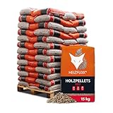 HEIZFUXX Holzpellets Red Hartholzpellets Heizpellets Kaminpellets Ofenpellets Brennholz Pellet Sackware En Plus A1 6mm 15kg x 65 Sack 975kg / 1 Palette Paligo