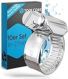 TOOLCORE® Schlauchschellen Edelstahl 16-27mm [Extra Stark] 10 Stück in Qualität W4 – Für Garten, Waschmaschine, Pool, KFZ - Schlauchklemmen, Schlauchschellen Set, Schellen, Klemmschelle…