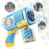 Muakiz Seifenblasenpistole, Seifenblasenmaschine Kinder 5000+ Blasen/Minute Bubble Machine mit Seifenblasen Flüssigkeit für Kinder Outdoor Garten Spielzeug, Bubble Gun Geschenk für Hochzeit, Blau