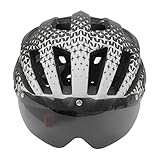 Mountainbike-Helm, Fahrradhelm mit Visier, Fahrradhelm für Erwachsene mit Brille, Rücklicht, 56–61 cm, Verstellbarer Kopfumfang, Leicht, für Mountainbike- und Rennradfahren