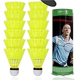 12x Federbälle, gelb für Badminton: Für Training und Wettkampf - Federball Badmintonbälle für Outdoor und Indoor