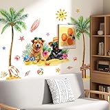 Wandtattoo Strandhund Wandsticker Wanddeko für Wohnzimmer Schlafzimmer Sofa Hintergrund,Wandaufkleber Kinderzimmer Mädchen und Jungs,Wandaufkleber Diy Wandkunst Dekor