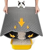 Conlun Katzenklo Matte, 58x40cm Waben Doppelschicht Katzenstreu Matte, Urin- & Wasserdichte Katzenmatte Katzenklo, Leicht zu reinigen, Rutschfeste Katzenmatte für den Boden, Grau, 2317